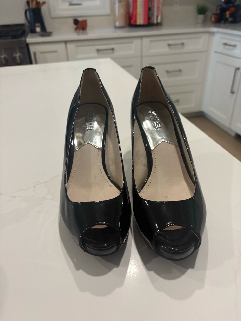 Michael Kors Black Patent Peep-Toe Pumps
